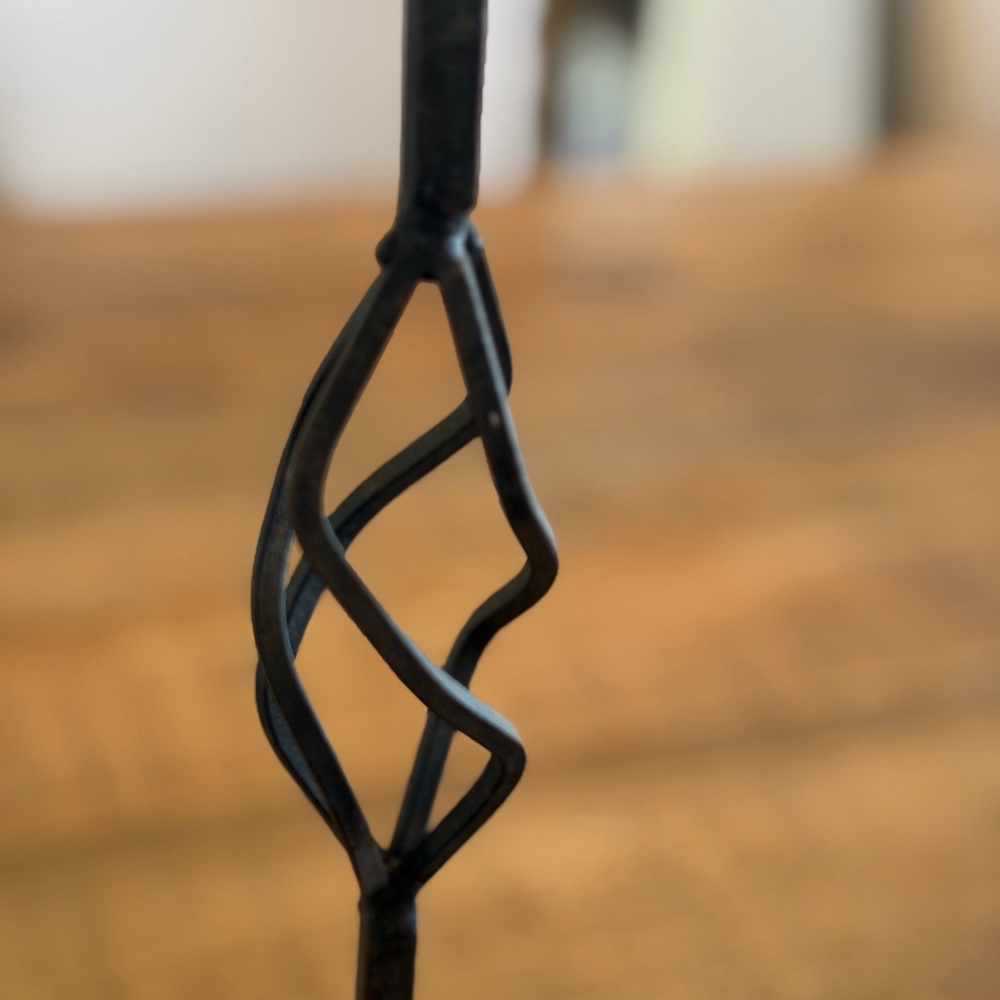 3 Vintage Hand Forged Candlesticks Set. Black Basket Weave w/Patina 14” 11” 8.5” - Picture 13 of 15